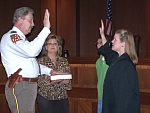 Sheriff Townsend being sworn in by Chief Justice Sue Cobb Bell